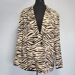 Zara Women's Animal print satin Effect Blazer tiger black [size L][NewWithTags]